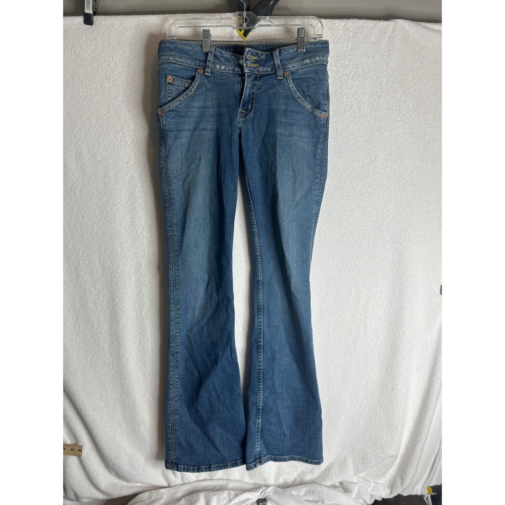 Hudson Beth Baby Bootcut Jeans Medium Wash Blue Denim Flap Pocket Size 29